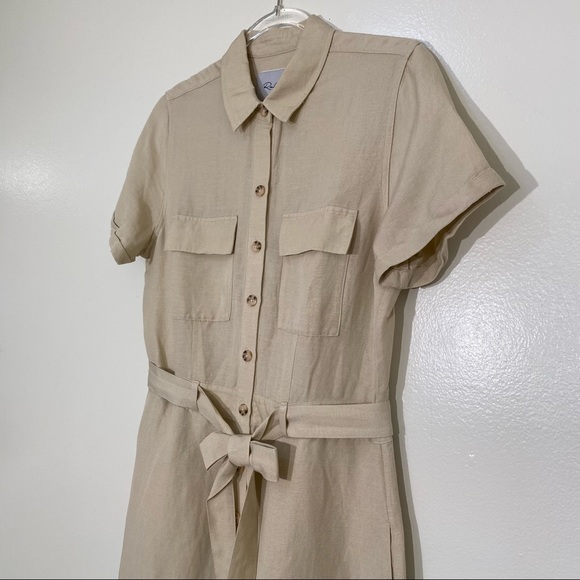 Rails Callie linen blend Utility Jumpsuit in Taupe size M - Picture 4 of 14